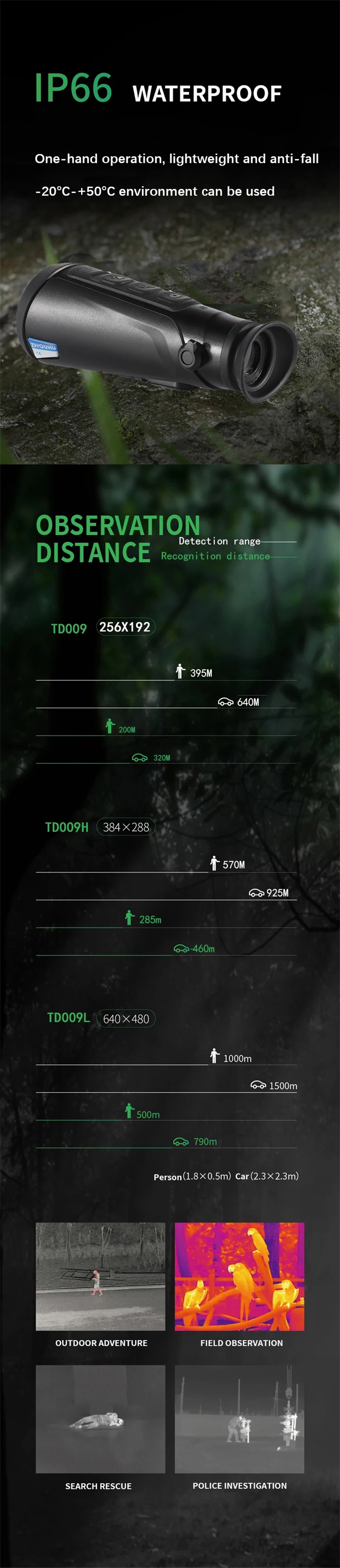 Hunting infrared thermal monocular