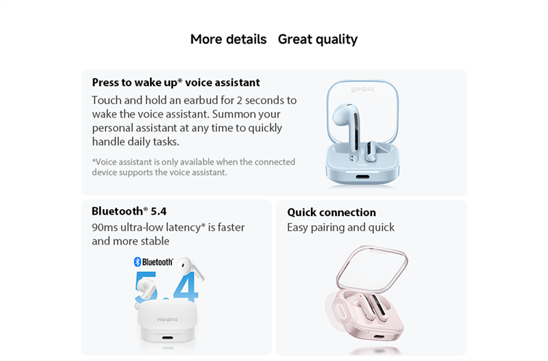 Redmi Buds 6 Active earbuds, Bluetooth 5.4, 30 hours battery life, IPX4 water-resistant