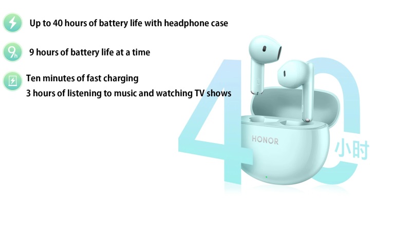 Honor Earbuds X7 wireless earbuds, Bluetooth 5.3, DSP noise reduction, 40 hours battery life