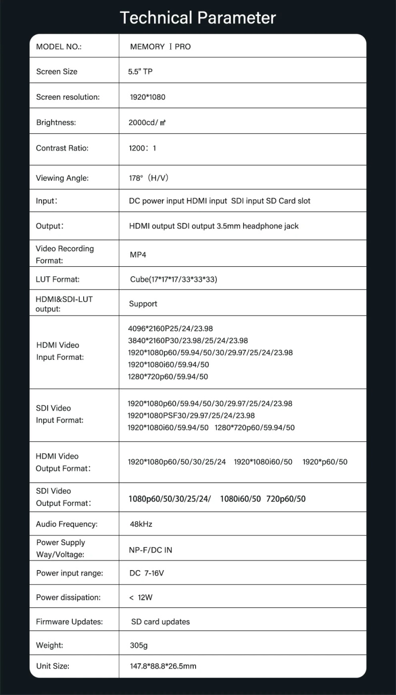 3g-sdi hdim Aufnahme monitor 