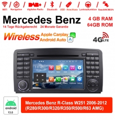 Autoradio de 7 pouces androïde 13.0 / multimédia 4GB RAM 64GB ROM pour Benz Classe R W251 2006-2012 Carplay / Android Auto intégré