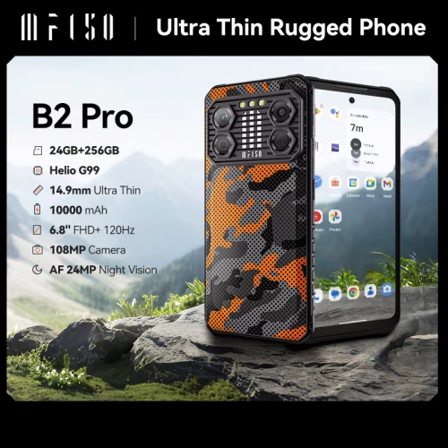 IIIF150 B2 Pro Smartphone Renforcé 5G | Écran 6,8 pouces 120Hz | 24Go+256Go | Caméra 108MP avec Vision Nocturne | Batterie 10000mAh | Ultra-fin 14,9mm