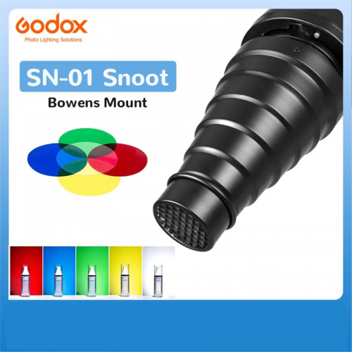 Godox SN-01 Snoot conique avec grille en nid d'abeille 5 pièces Kit de filtre de couleur pour Bowens Mount Studio stroboscope Mono lumière