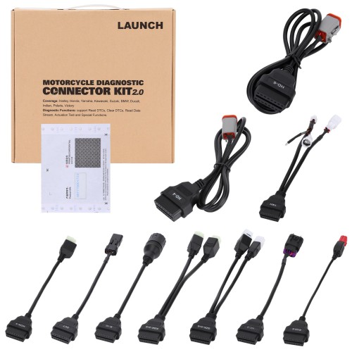 LAUNCH Motorcycle Diagnostic Connector Kit 2.0 with Software Activation Card for CRP919E BT, X431 V V5, V+ V5, Pro3s+ V5, Pro5, PAD V, PAD VII