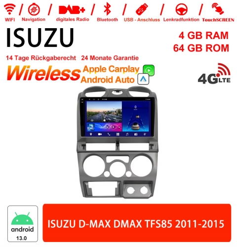 9 Zoll Android 13.0 4G LTE Autoradio / Multimedia 4GB RAM 64GB ROM Für ISUZU D-MAX DMAX TFS85 2011-2015