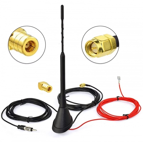 Active DAB/DAB Antenna Digital Radio FM/AM Combo Roof Antenna With SMB/SMA Connector, DIN Adapter Car Radio Vehicle Splitter Amplifier