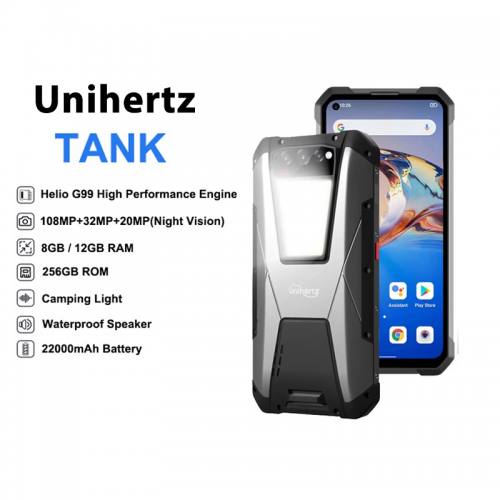 Unihertz Tank 6,81 pouces 22000mah smartphone robuste Android 12 téléphone portable vision nocturne 108mp g99 12Go 256Go téléphone portable