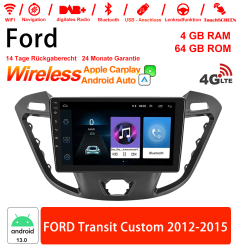 9 pouces Android 13.0 4G LTE Autoradio / Multimédia 4 Go de RAM 64 Go de RAM pour FORD Transit Custom 2012-2015