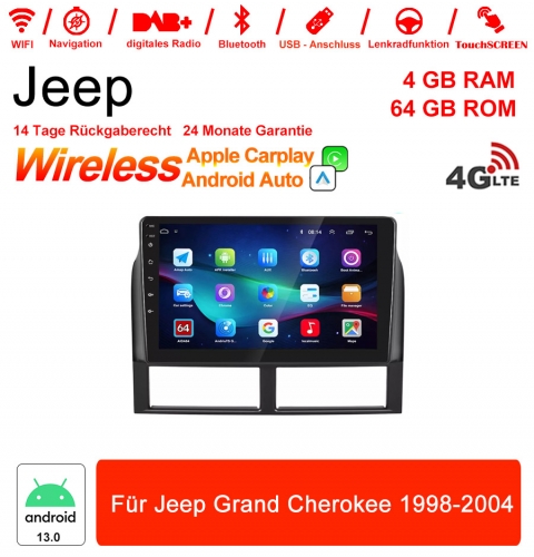 9 pouces Android 13.0 Autoradio / multimédia 4Go de RAM 64Go de ROM pour Jeep Grand Cherokee 1998-2004 Carplay intégré / Android Auto