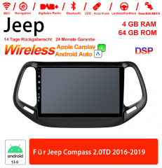 10 Zoll Android 13.0 Autoradio / Multimedia 4GB RAM 64GB ROM Für Jeep Compass 2.0TD 2016-2019 Built-in carplay/android auto