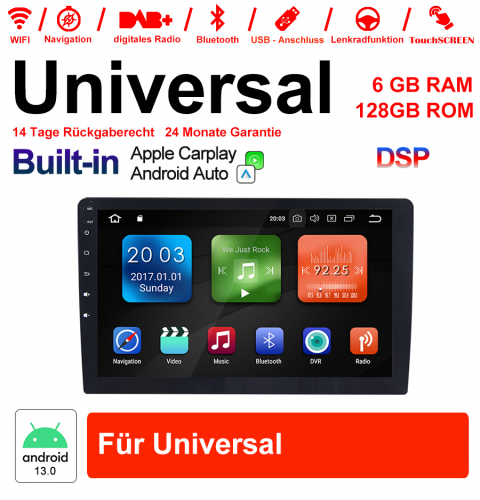 10,1 pouces Android 13.0 Autoadio / Multimédia 6Go de RAM 128Go de ROM pour universelle Bluetooth 5.1 intégré Carplay / Android Auto