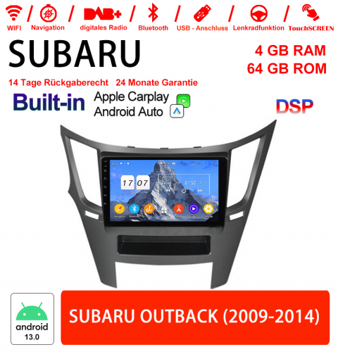 9 pouces Android 13.0 Autoradio / Multimedia 4 Go de RAM 64 Go de ROM pour SUBARU OUTBACK 2009-2014 Built-in Carplay