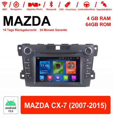 7 pouces Android 13.0 Autoradio / multimédia / 4GB ROM 64GB RAM 64GB pour MAZDA CX-7 2007-2015 avec WiFi NAVI Bluetooth USB