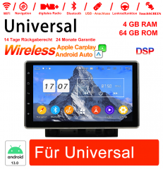 10 pouces Android 13.0 Autoradio / Multimédia 4 Go de RAM 64 Go ROM pour Navigation GPS Universel Radio Stéréo Intégré Carplay / Android Auto