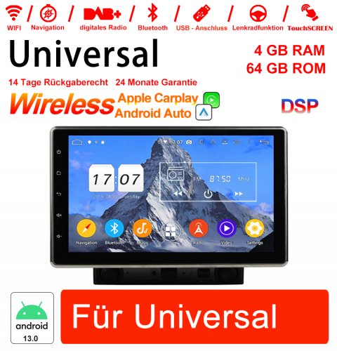 10 Zoll Android 13.0 Autoradio / Multimedia 4GB RAM 64GB ROM für Universal GPS Navigation Stereo Radio Built-in Carplay / Android Auto