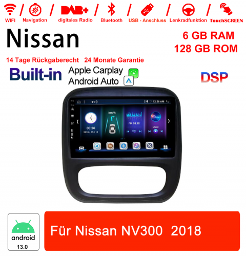 9 Inch Android 13.0 Car Radio / Multimedia 6GB RAM 128GB ROM For Nissan NV300 2018 Built-in carplay/android auto