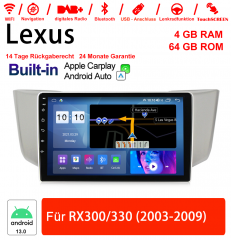 9 pouces Android 13.0 Autoradio/Multimédia 4 Go RAM 64 Go ROM Pour Lexus RX 330/300 2003 ~ 2009 CarPlay intégré / Andorid Auto