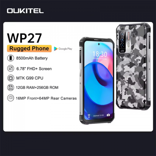 Oukitel WP27 Smartphone robuste 12Go 256Go 6.78 "FHD 8500mAh Android 13 téléphone portable 64mp caméra NFC MTK G99 téléphone portable