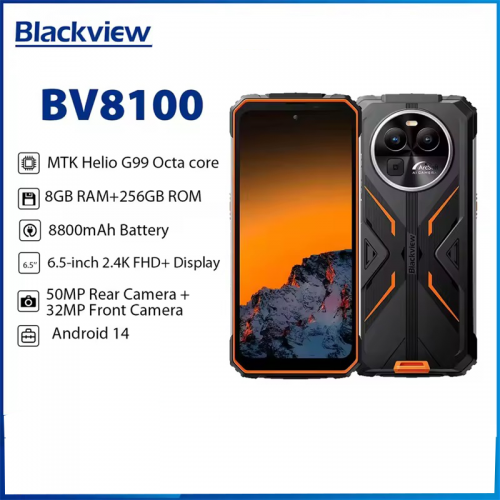 Blackview BV8100 robustes Smartphone helio G99 6.5" 2.4 k FHD 120Hz 24(8 + 16)GB ram 256GB Handy 50mp 8800mah 45w Android 14