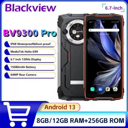 Blackview BV9300 PRO Smartphone robuste 8Go/12Go 256Go Helio G99 6.7 ''téléphone portable 64mp 15080mah Android 13 double affichage