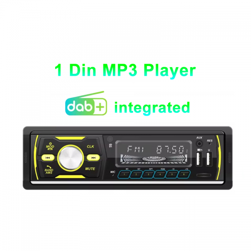 Car Multimedia Player Car Radio 1 Din MP3 Player Integrated DAB RDS AM FM Stereo Radio 7-Color Button Bluetooth Central Audio