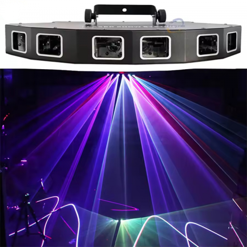 DJ Sector-shaped Six-hole Laser Light Full-color Scanning Laser Projector DMX512 Signal Control RGB Stage Effect Disco Party Dance Floor Bar