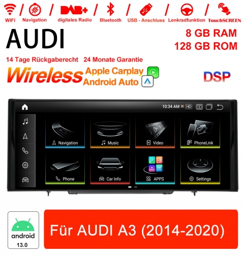 12.3 pouces Qualcomm Snapdragon 685 8 Core Android 13.0  Autoradio/ Multimédia pour AUDI A3 2014-2020 CarPlay intégré