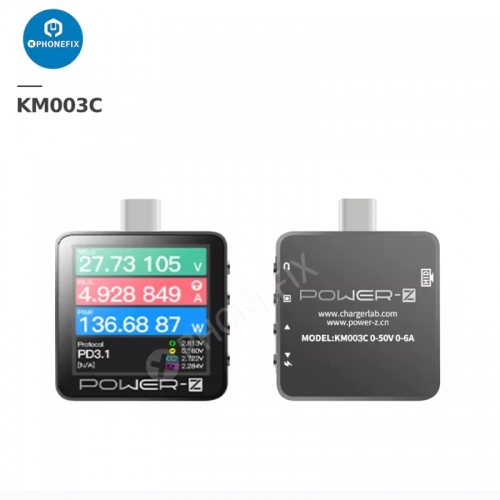 POWER-Z KM003C KT002 USB-C PD Tester Voltmeter PD3.1 QC5.0 Ladegerät Spannung Strom Welligkeit Dual Volt Meter Power Bank Detektor