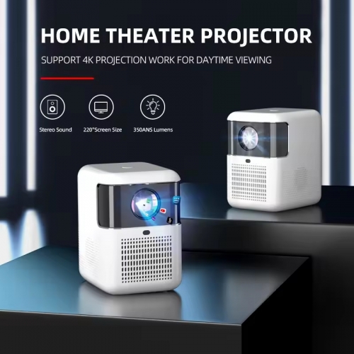 Projecteur intelligent android Cys2 4k, connexion wifi double bande pour des ressources massives sur les téléphones