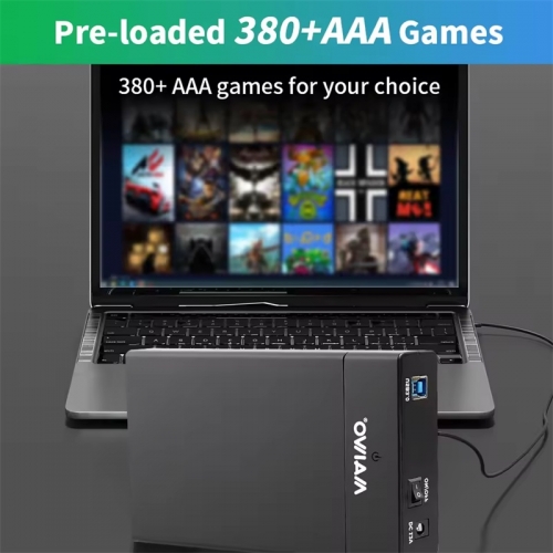 PC Game Console AAA Gaming External Hard Drive 12TB Built-in 390 Big Games Playnite System Hard Drive for WIN PC/Laptop Plug and Play