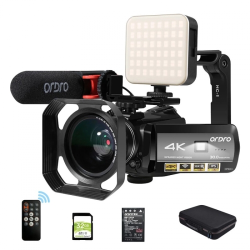 ORDRO AC3 4K Camera | Infrared Night Vision & Wide-Angle Lens | Professional Vlog Camcorder