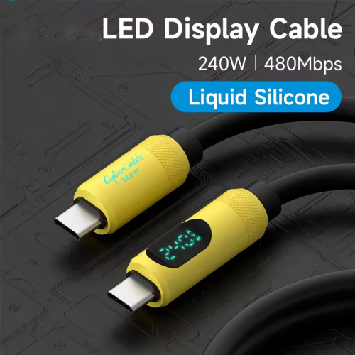 USB C to USB C cable with LED display type c fast charging cable pd 240w charging cable for iphone 15 16 pro macbook pixel