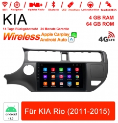 9 inch Android 13.0 car radio / multimedia 4GB RAM 64GB ROM for KIA Rio (2011-2015)