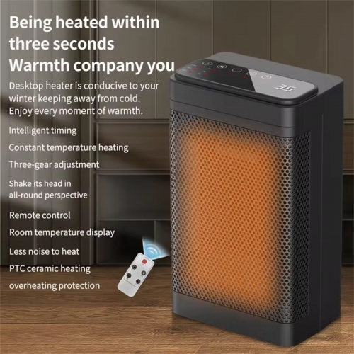 Portable House Warmer Machine Electric PTC Fan Heater for Bathroom Living Room Fixed Constant Temperature Head Shaking Remote Control