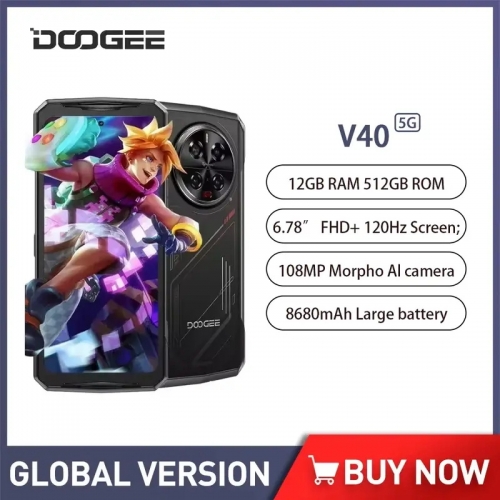 DOOGEE V40 5G Android 14 Rugged Phone 6.78 Inch FHD Display 12GB RAM 512GB ROM Smartphone 8680mAh