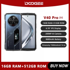 DOOGEE V40 Pro 5G Android 14 téléphone robuste 6.78 pouces écran FHD 16Go de RAM 512Go ROM Smartphone 8680mAh