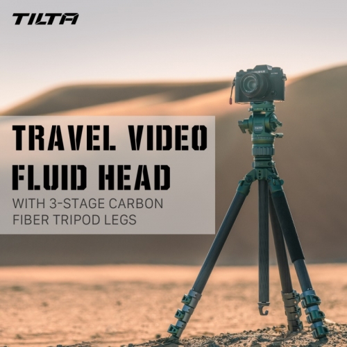 Tête fluide vidéo de voyage Tilta VT05 avec pieds de trépied en fibre de carbone à 3 étages (5 kg) TT-VT05-FB