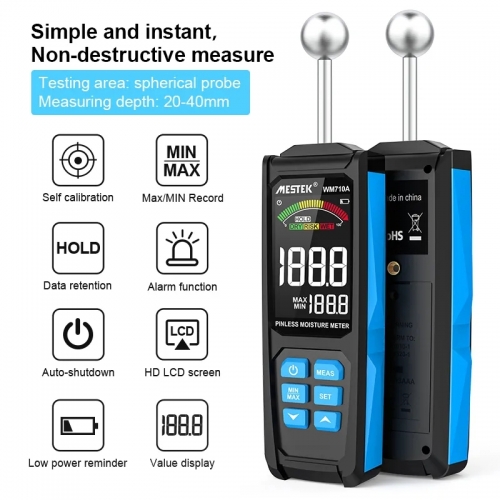 Digital wood moisture meter non-destructive spherical hygrometer records the air humidity automatically