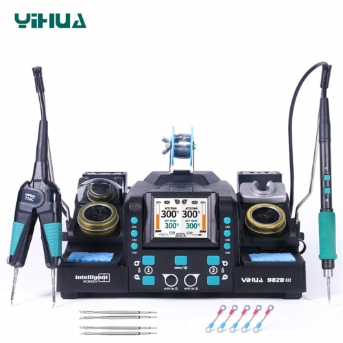 Yihua 982d-i 982d-iii Precision tweezers soldering iron station for smt smd micro component rework station with automatic calibration