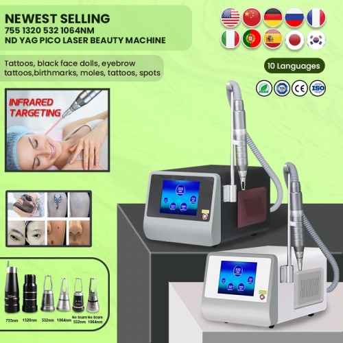 ADG Top Quality Pico Seconds Tattoo Removal Laser Eyebrow Removal Machine Skin Rejuvenation Carbon Peeling Machine with 6 Heads