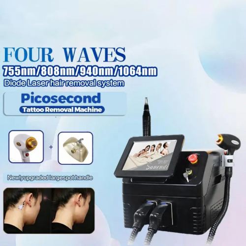 Nouveau Laser professionnel 4 vagues machine de détatouage machine d'épilation au Laser à Diode nd yag élimination de beauté q commutateur Colaser