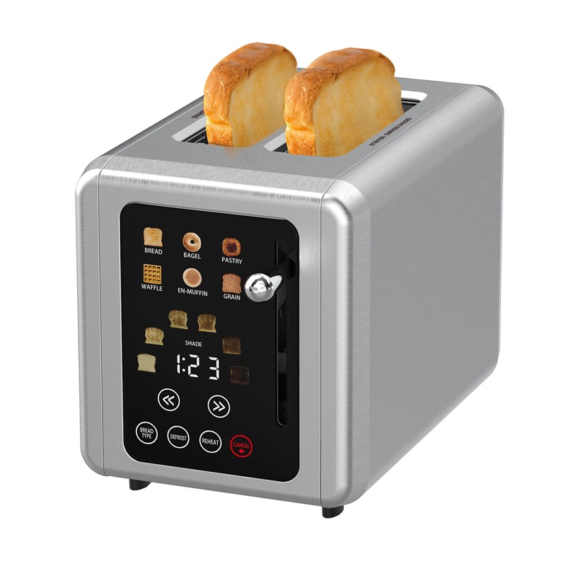 Toaster aus Edelstahl mit zwei Scheiben