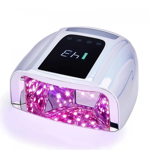 96W mirror reflective nail lamp with metal pad cordless manicure dryer rechargeable nail UV LED lamp