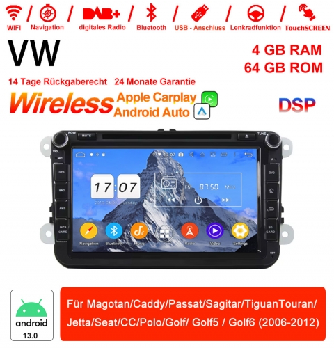 8 Zoll Android 13.0 Autoradio / Multimedia 4GB RAM 64GB ROM Für Magotan,Passat,Seat,Golf 2006-2012 MIT Navi Bluetooth WIFI Eingebautes Carplay Android