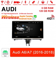 Qualcomm Snapdragon 625 8 Core Android 13.0  Car Radio / Multimedia 6GB RAM 128GB ROM For Audi A6/A7 (2016-2018) Built-in CarPlay