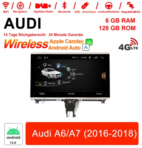 Qualcomm Snapdragon 625 8 Core Android 13.0  Autoradio/ Multimédia 6Go de RAM 128Go de ROM pour Audi A6/A7 (2016-2018) CarPlay intégré