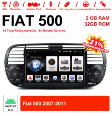 6.2 Zoll Android 13.0 Autoradio / Multimedia 2GB RAM 32GB ROM Für Fiat 500 2007-2011 Mit WiFi NAVI Bluetooth USB Built-in Carplay/Android Auto Schwarz