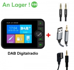 Car Dab Digital Radio Adapter 2.4" LCD Display with 3.5mm for Audi or MDI MMI Cable/with Aux Cable Plug 3.5mm/with USB to 3.5mm Jack Audio Cable