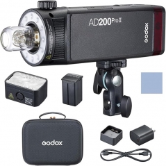 Godox AD200ProII Verbesserte Blitzköpfe, 200 W Blitz, 2,4 G kabelloses TTL Auto Speedlite, 500 Blitze volle Leistung mit Dual-Farbanpassungslicht