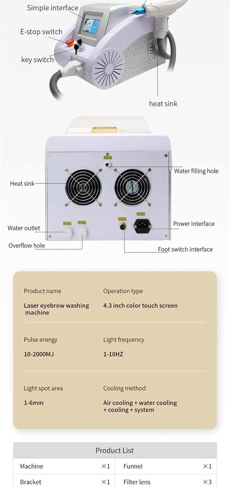 machine de lavage de sourcils au laser